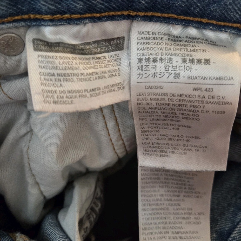 Levi's 501 Original Fit Jeans Womens W27 L30 Light Wash Distressed Ripped Denim - Picture 11 of 14